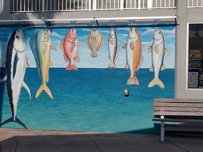 Fish size mural near Jim's Pier